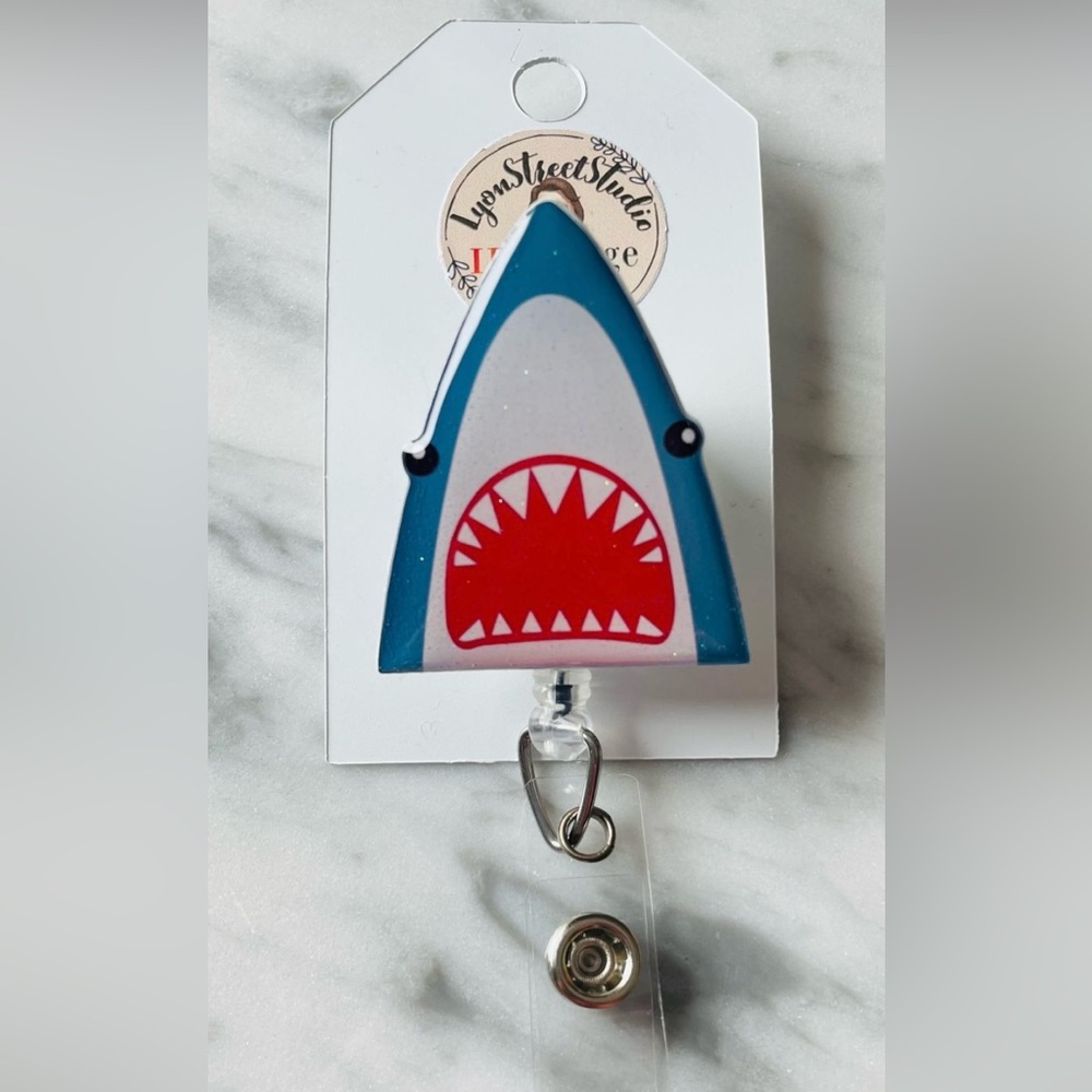 Glitter Shark Badge Reel